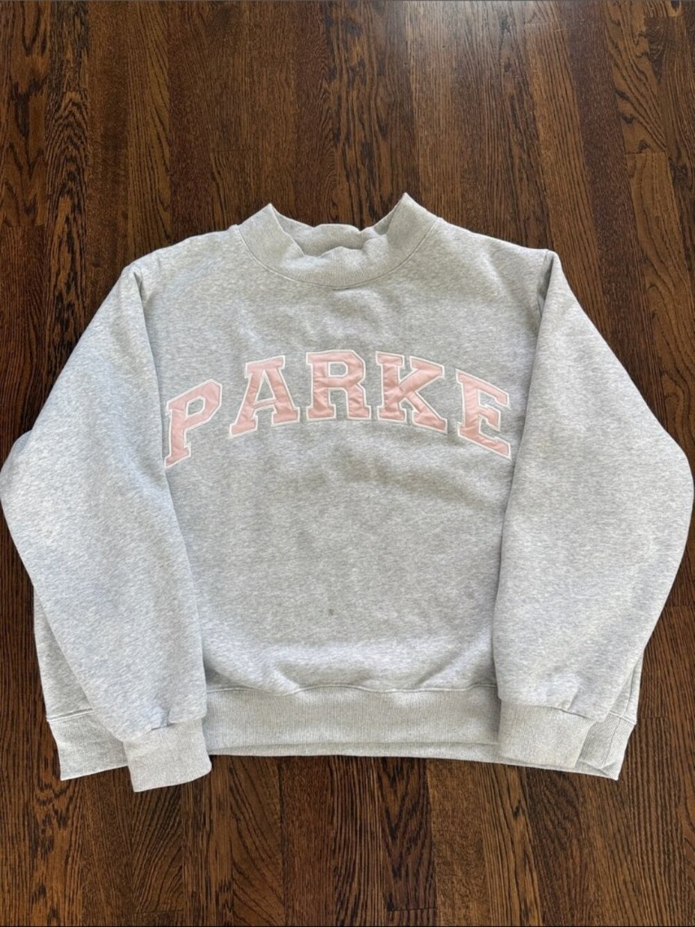 PARKE Grey Sweatshirt with Pink Lettering